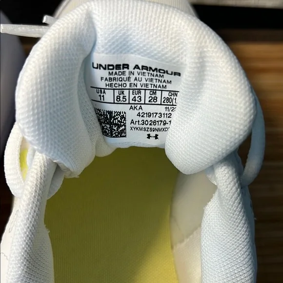 Under Armour White and Lime Athletic Shoes - Picture 7 of 8